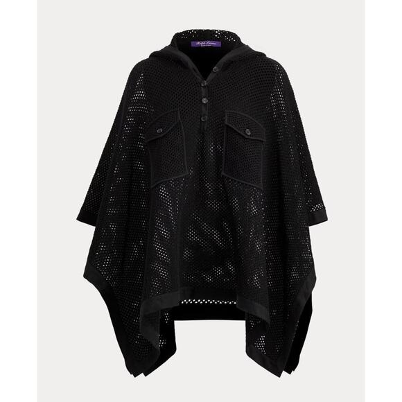 Ralph Lauren Collection Merino Wool Linen Mesh Poncho Cape Sweater Hooded Top S - Picture 4 of 8